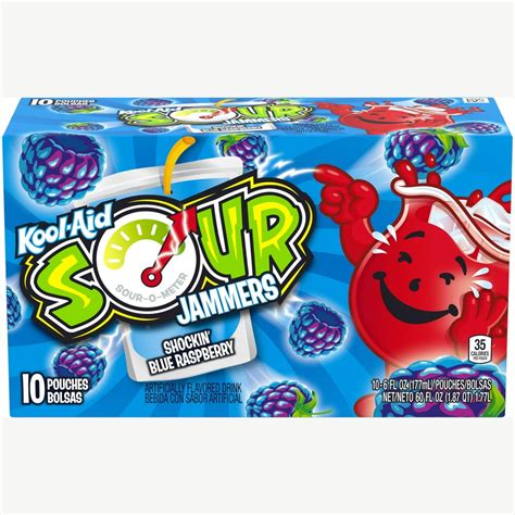 Kool Aid Sour Jammers Shockin Blue Raspberry Artificially Flavored
