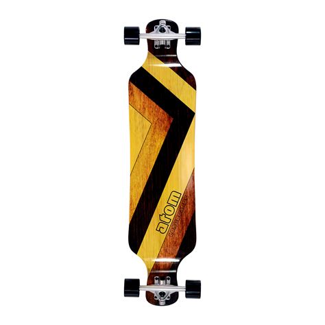 They have more grip than a drop through but less than a top mount making sliding easier. Atom Drop Deck Longboard - 39 Inch - Woody - Maxtrack