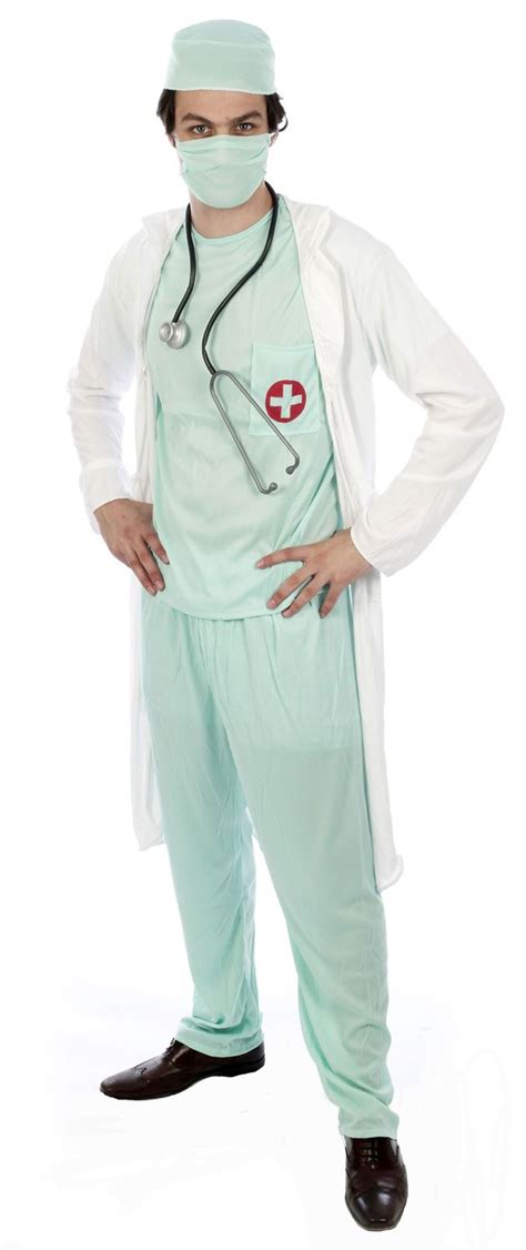 Mens Doctor Surgeon Fancy Dress Costume Scrubs And Coat Adult Outfit Ebay
