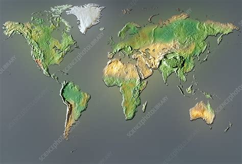 Map Of The World In Relief Stock Image E0500620 Science Photo