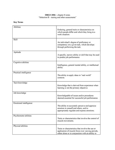 Orgs 2006 Chapter 8 Notes “selection Ii Testing And Other