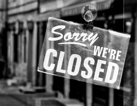 Sorry We Re Closed Sign On The Cafe Door Stock Image Image Of