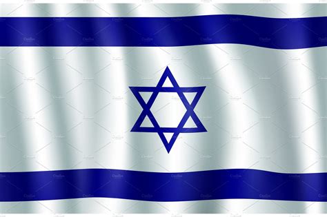 Israel Flag 3d Illustration With Star Of David Textures Creative Market