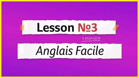 Apprendre Langlais Leçon 3 Easy French Videotutoriels
