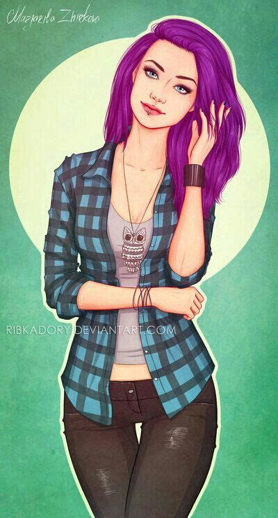 Girl With Purple Hair Girl Drawing Drawings Character Inspiration