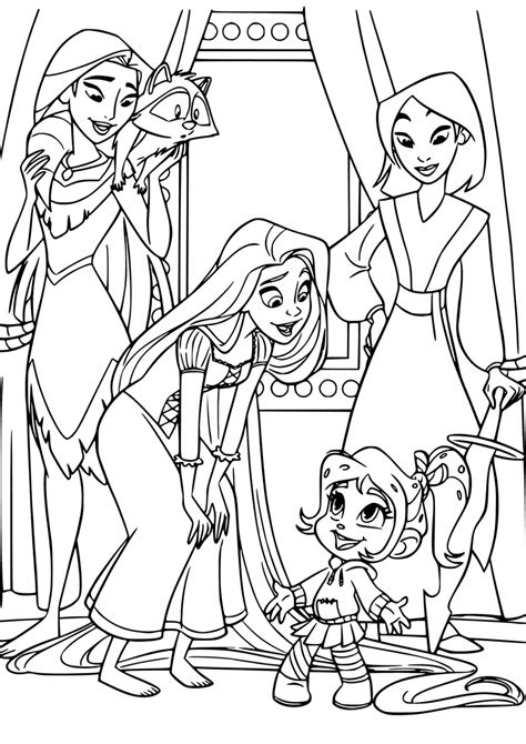 Download more than 100 frozen coloring pages! Vanellope and Disney Princess Coloring Pages