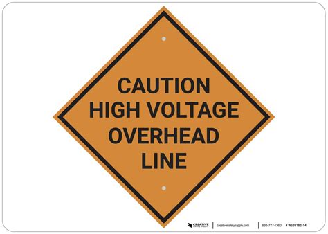 Caution Crossing Caution High Voltage Overhead Line Wall Sign