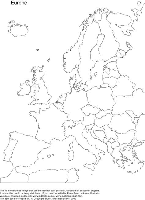 Free Blank Europe Map Printables Outline Map With Country Borders No