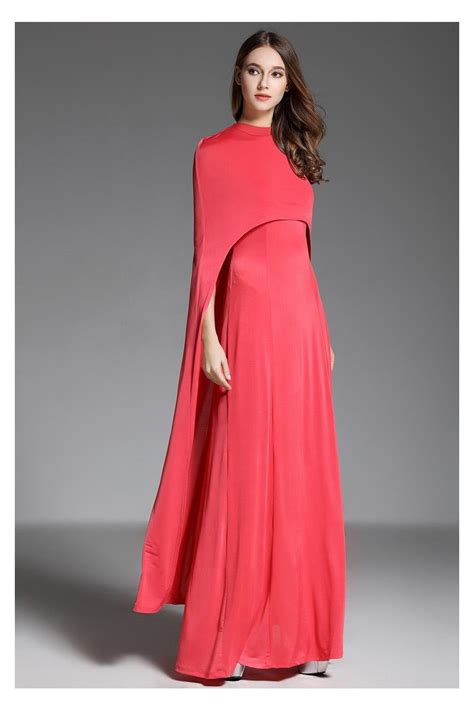 Designer Red Cape Style Long Formal Dress Formal Dresses Long