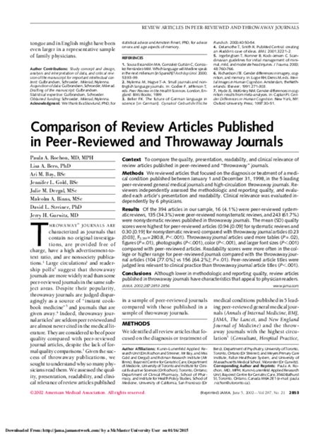 Pdf Comparison Of Review Articles Published In Peer Reviewed And