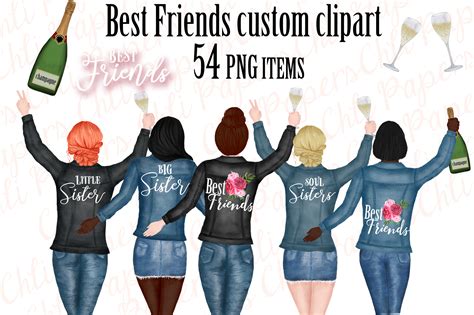 Best Friends Clipart Custom Besties Graphic By Chilipapers · Creative Fabrica