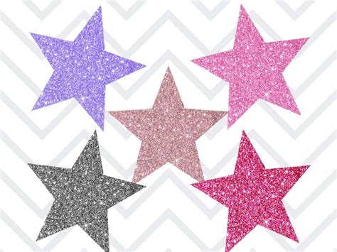 Glitter Stars Clipart Digital Stickers Small Commercial Use Etsy