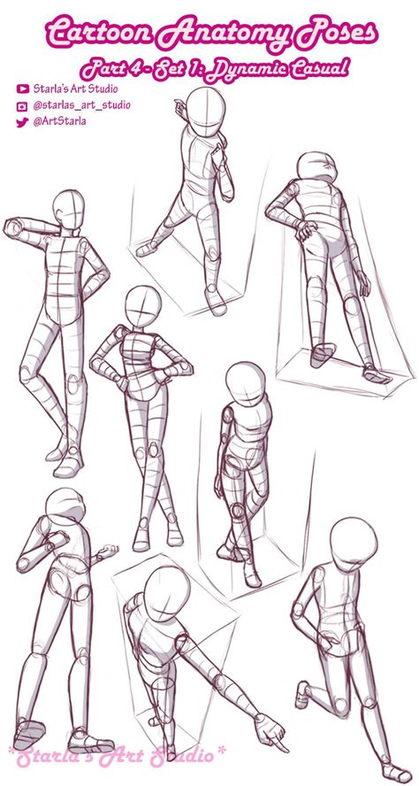 An Animation Character Poses Sheet With Various Poses And Expressions