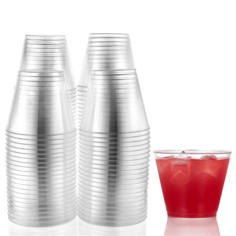 Buy 9 Oz Clear Disposable Plastic Cups Tumblers 100 Count Drinking Glasses Crystal Clear Hard