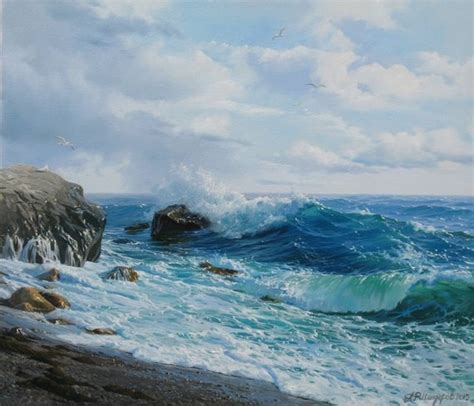 Seascape Painting By Alexander Shenderov Seascape Original Oil Painting