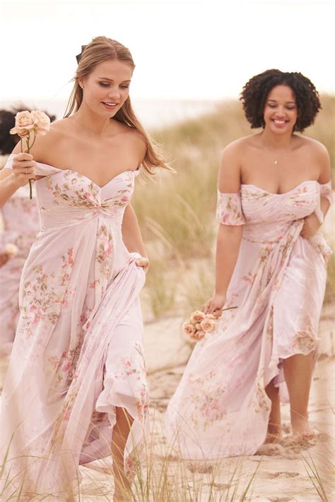 Pink Floral Bridesmaid Dresses In Our Bouquet Print Are Picture Perfect For Spring Weddings