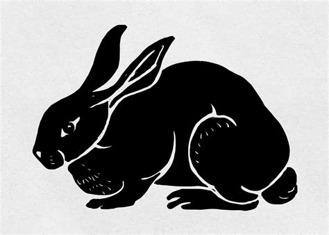 Vintage Rabbit Vector Animal Linocut Premium Vector Illustration