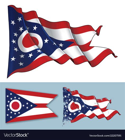 Waving Flag Of The State Of Ohio Royalty Free Vector Image