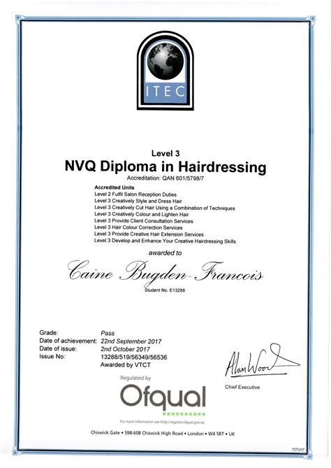 Hairdressing Level 3 Certificate Uk