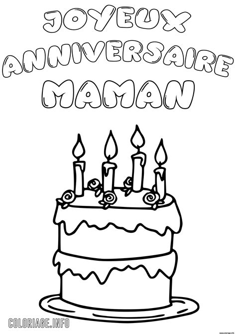 Coloriage Joyeux Anniversaire Maman Gateau JeColorie Com