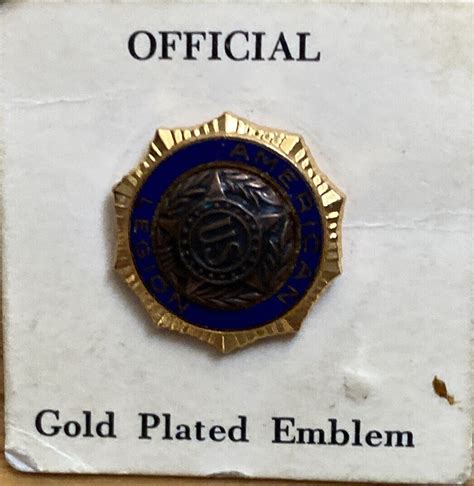Vintage Official Us American Legion Gold Plated Emblem Tie Tack Lapel