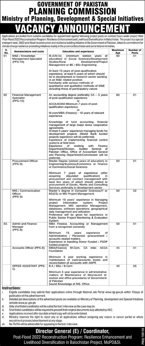Ministry Of Planning Development And Special Initiative Jobs 2024 Job