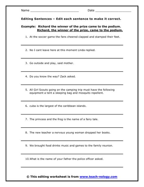 Free Printable Editing Worksheets For 3rd Grade