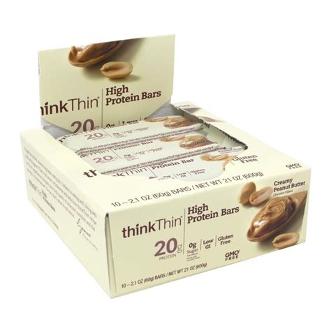 Thinkthin High Protein Bar Creamy Peanut Butter 21 Oz 10 Count