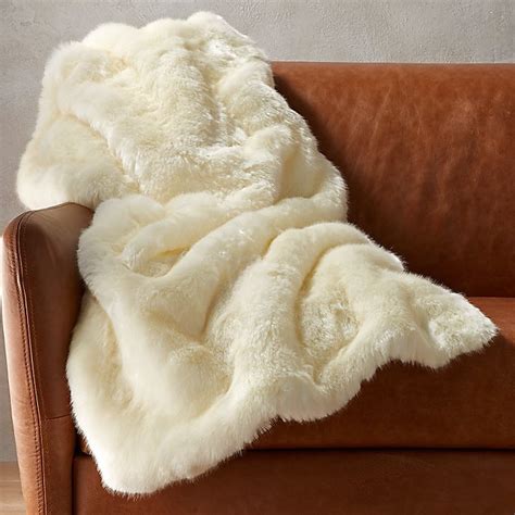 White Faux Fur Throw Blanket In Throws Reviews Cb2