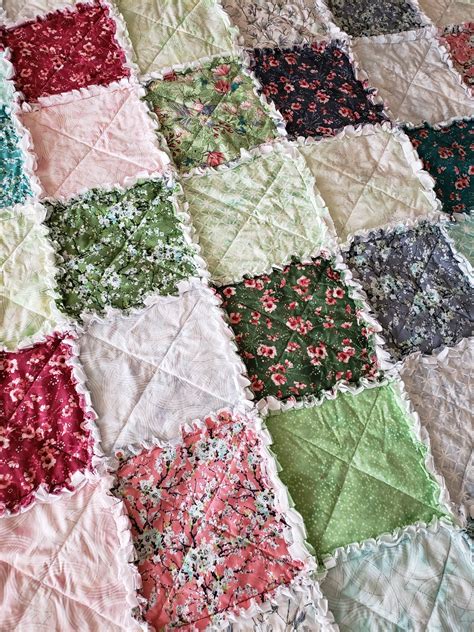 Serene Spring Large Rag Quilt Throw Rag Quilt Quilts Spring Quilts