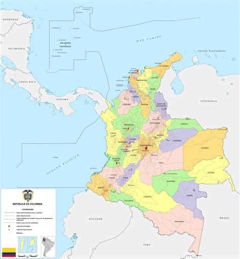 Mapa De Colombia Con Departamentos Y Capitales Descargar E Imprimir Mapas