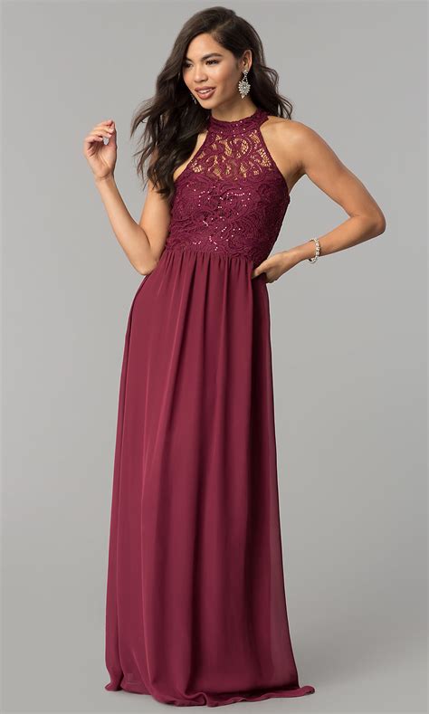 Burgundy Red Lace Bodice Prom Dress Promgirl