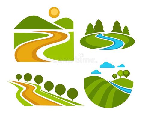 Landscape Corporate Identity Isolated Icons Nature And Countryside