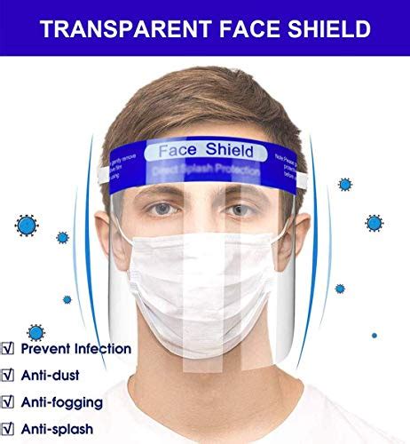 Pcs Safety Face Shield Reusable Full Face Transparent Breathable Visor Anti Saliva Windproof