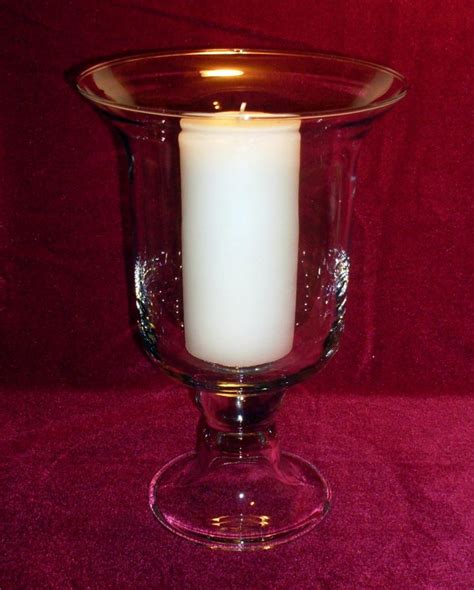 Hurricane Pillar Candle Vase Glass Crystal Clear 12 Inch Oos