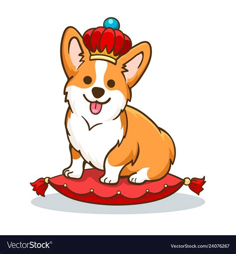 Corgi Dog With Crown Royalty Free Vector Image