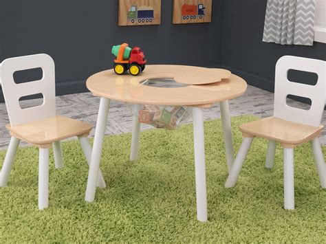 Table ronde 2 chaises en bois design pour enfant