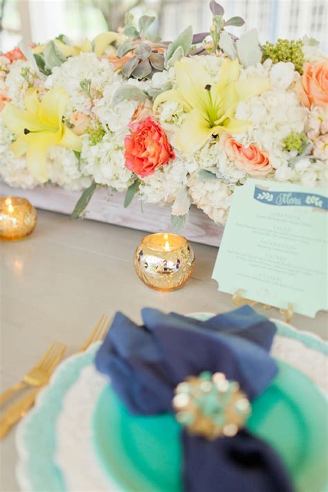Eclectic Navy Mint And Peach Wedding Ideas Every Last Detail