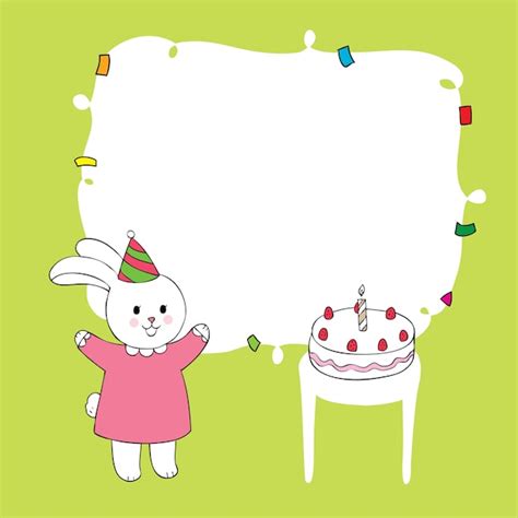 Premium Vector Cartoon Cute Rabbit Happy Birthday Card Vector