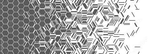 Black And White Abstract Geometric Pattern With Hexagonal Lines