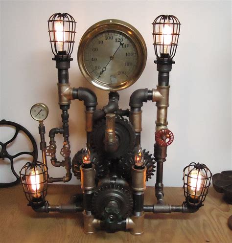 Steampunk Lamp Light Industrial Art Machine Age By Pipelightart On