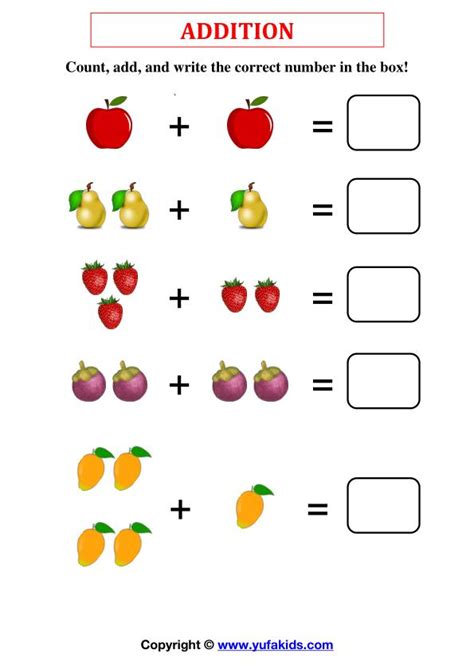 Addition 1 10 Count Add And Write The Correct Number In The Box 1