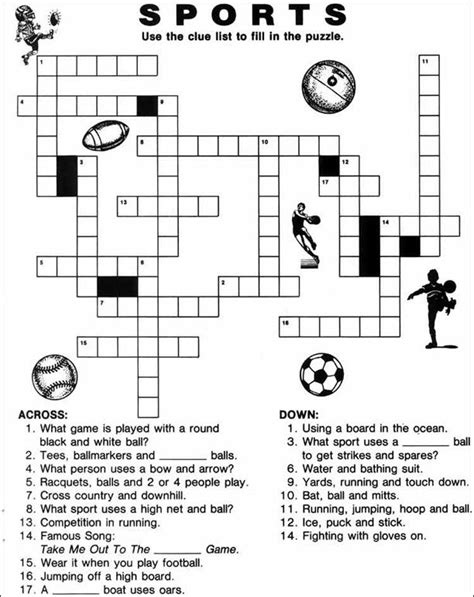 Sports Crossword Puzzles Printable