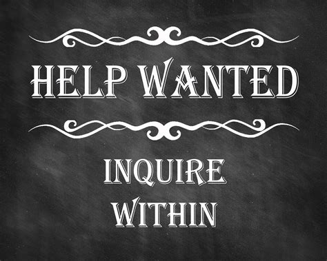 help wanted sign help wanted print inquire within etsy