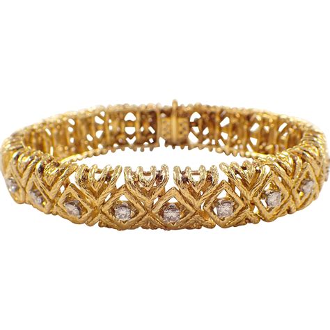 18k Yellow Gold Diamond Bracelet From Attosestatejewelry On Ruby Lane