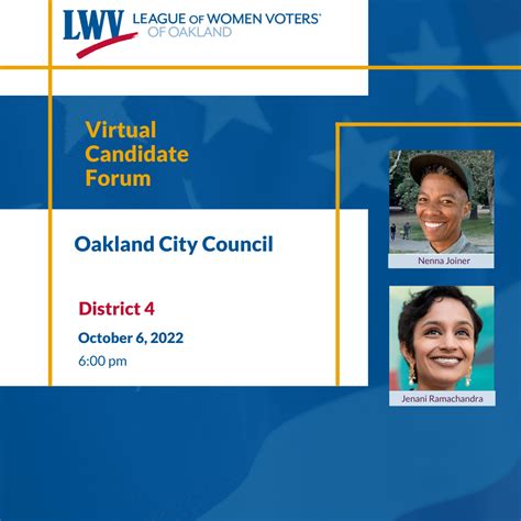 Candidate Forum Oakland City Council District 4 Lwv Oakland