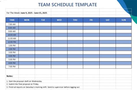 10 8 Team Schedule Template Template Business Psd Excel Word Pdf