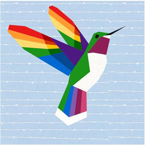Hummingbird Foundation Paper Pieced Pattern Fpp Rainbow Mini Quilt