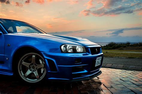 Jdm Wallpaper 4k Hd Nissan Skyline Gt R R34 Car Tuning Rain Wet