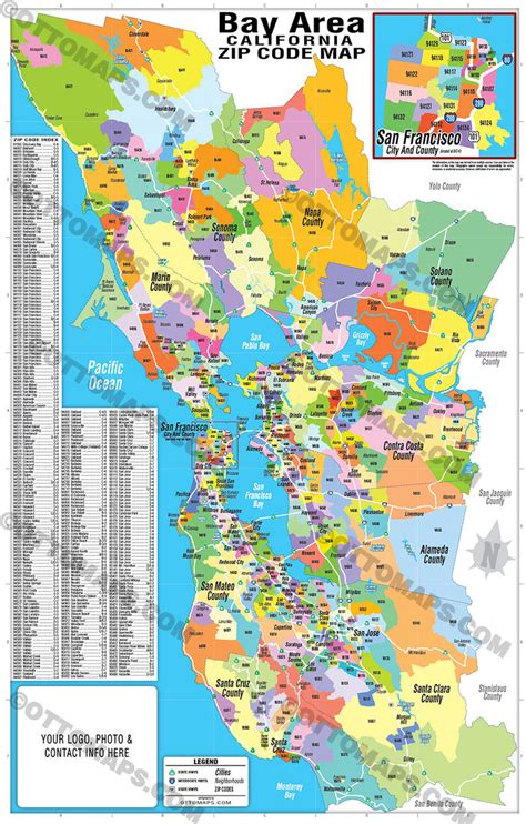 Bay Area Zip Code Map Zip Codes Colorized Otto Maps